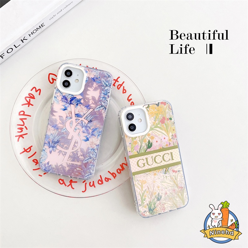 IPHONE Casing Kompatibel Untuk Iphone14 13 12 11 Pro Max X Xr Xs Max8 7 Plus SE Kualitas Tinggi Mewah Merek Fashion Ponsel Case Pelindung Lensa Anti Gores TPU Silicone Case Cover Pelindung