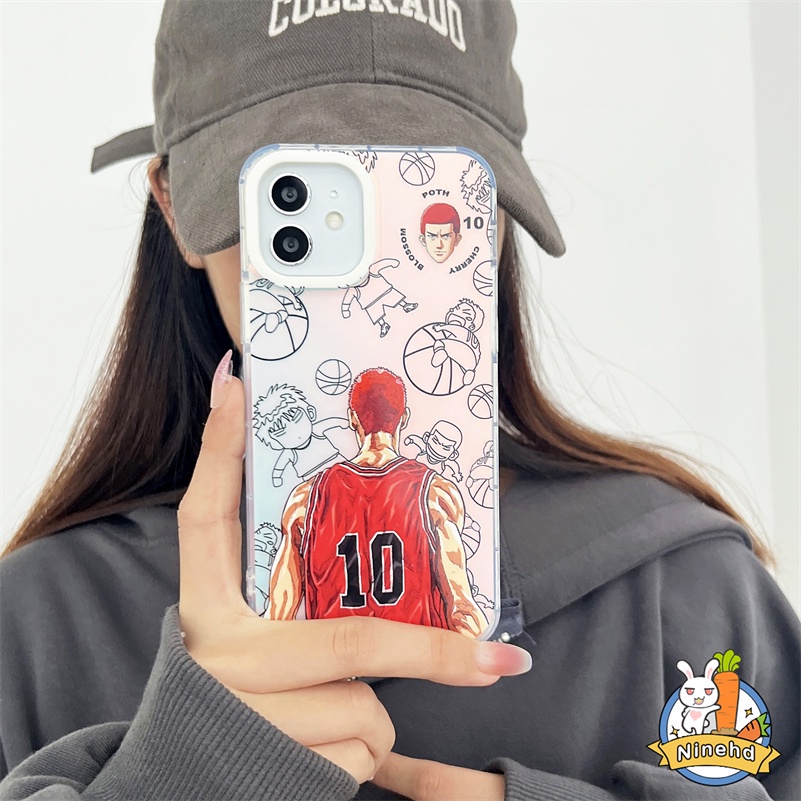 IPHONE Casing Kompatibel Untuk Iphone14 13 12 11 Pro Max X Xr Xs Max8 7 Plus SE Sakuragi Hanamichi Slam Dunk Casing Ponsel Transparan Laser Silikon Soft Case Frosted Jatuh Perlindungan Cover