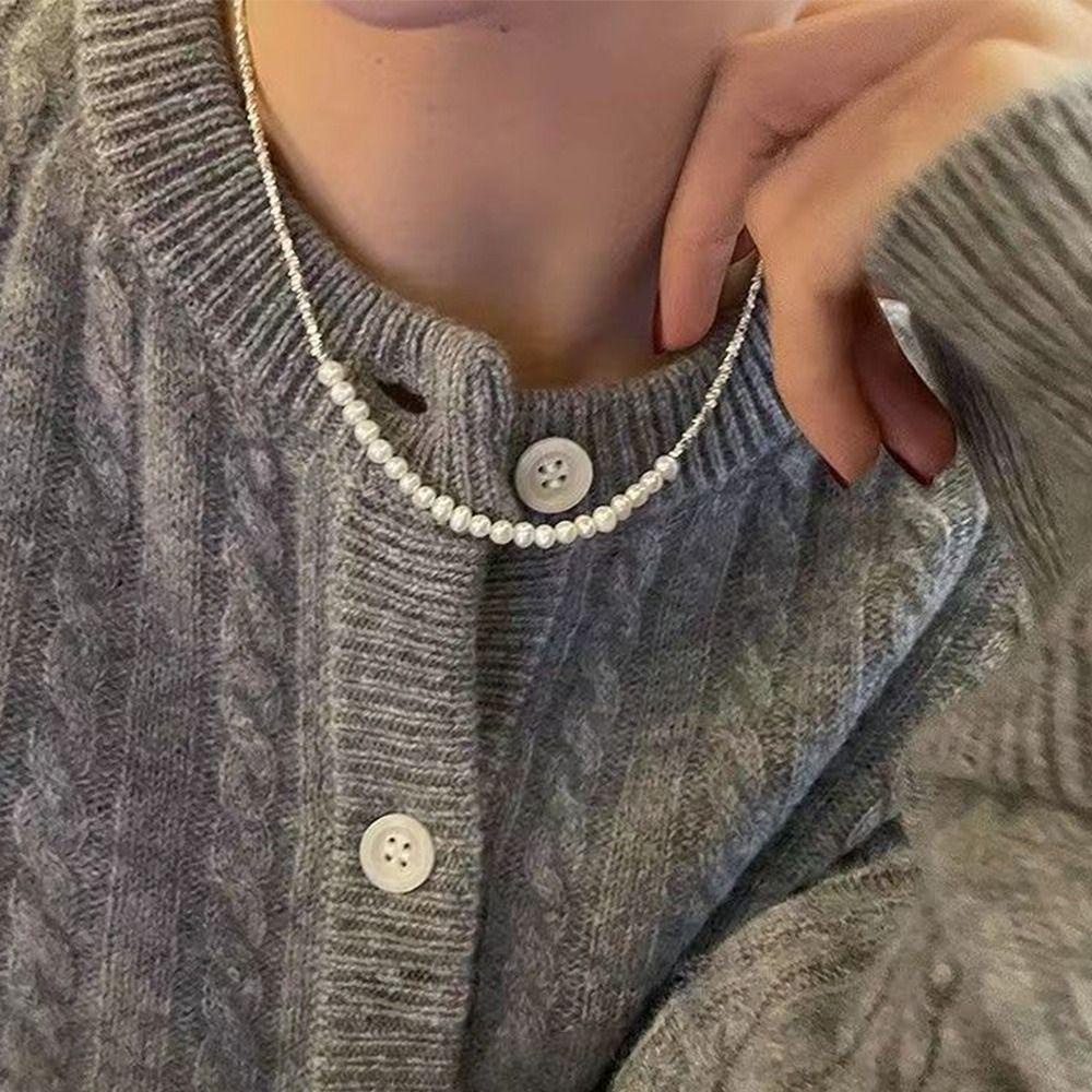 Mxbeauty Wanita Manik-Manik Kalung Manis Indah Rantai Klavikula Desain Niche Elegan Hadiah Gadis Temperamen Gadis Choker