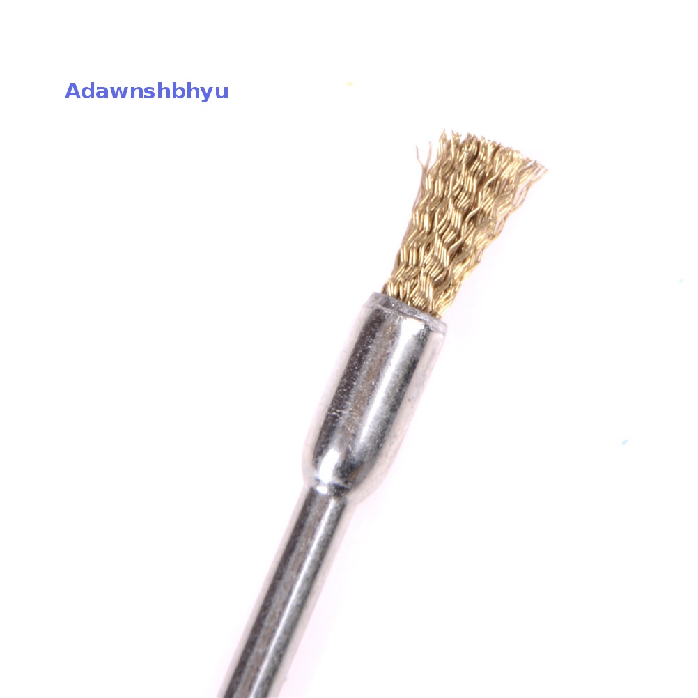 Adhyu 5pcs 3mm*5mm Shank Polishing Brass Wire Wheel Brushes Alat Pembersih Putar ID