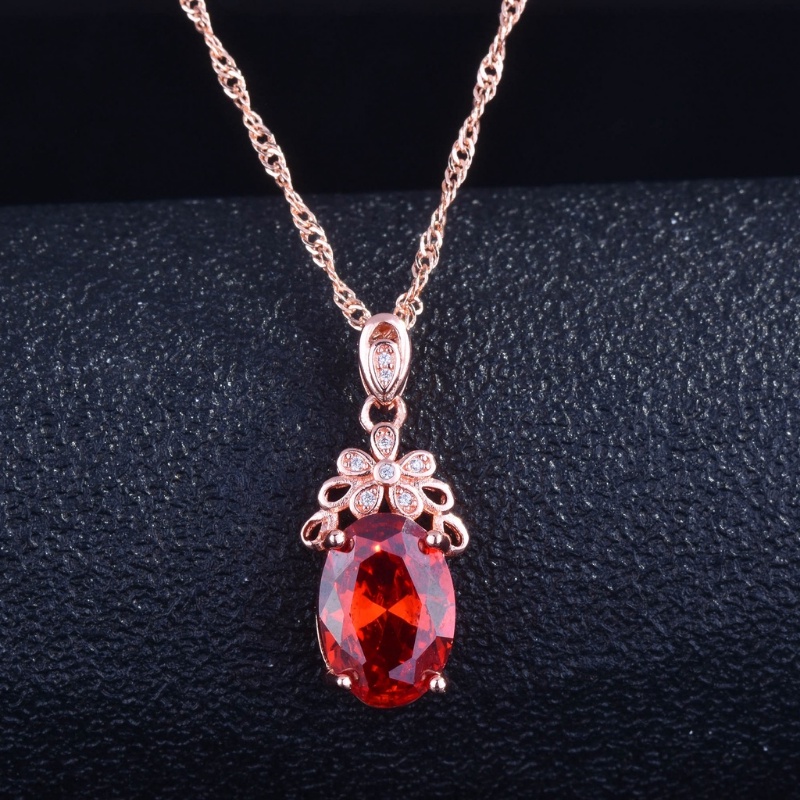 Goldkingdom Fashion Perhiasan Aksesoris Ready Stock Morganite Kalung Wanita Briliant Mewah Berbentuk Telur Merpati Darah Ruby Liontin