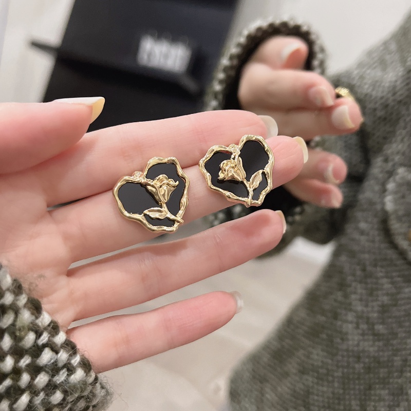 Super Peri Prancis Retro Hati Tulip Anting Telinga Studs Untuk Aksesori Busana Gadis Manis