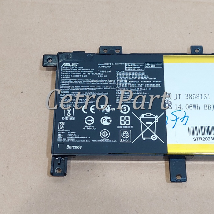 Batre Baterai ASUS A456 A456U A456UJ A456UV A456UF A456UQ-C21N1508 - BERGARANSI