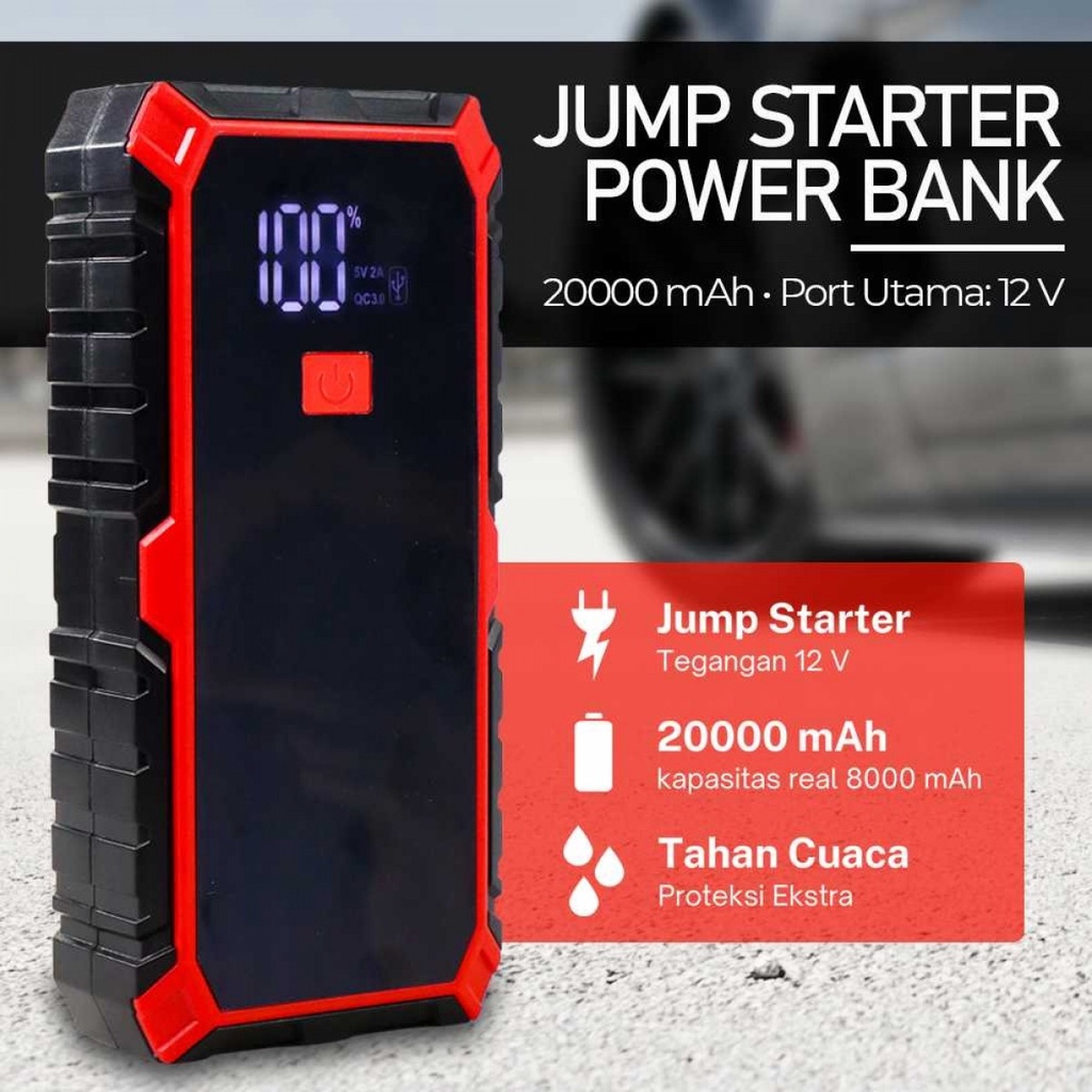 Power Bank Jumper AKI ACCU Jump Starter Senter USB 12V 8000mAh