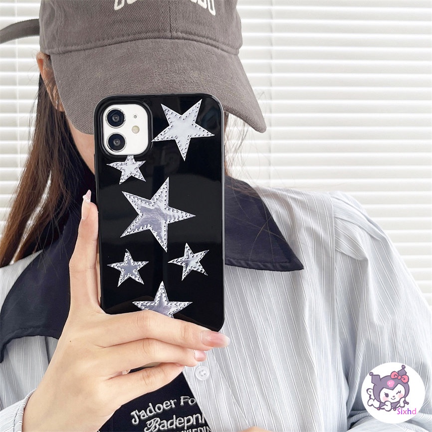 IPHONE Kompatibel Untuk Iphone14 13 12 11 Pro Max SE 2020 X Xr Xs Max8 7 6Plus Fashion Simple Silver Bintang Silikon Ponsel Case Lembut Anti Jatuh Pelindung TPU Cover XJJJJ