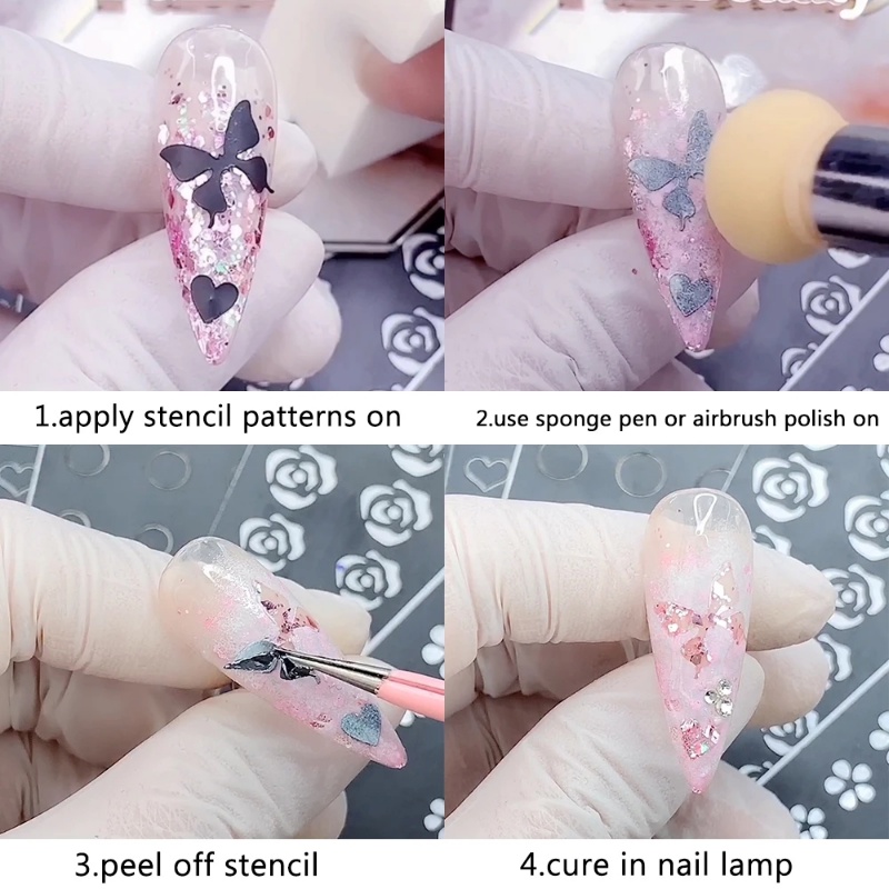 Pena Spons Gradiasi Kepala Ganda/Nail Art Brushes Pen/Acrylic Gel Glitter Powder Picking Dotting Tools Perlengkapan Manicure