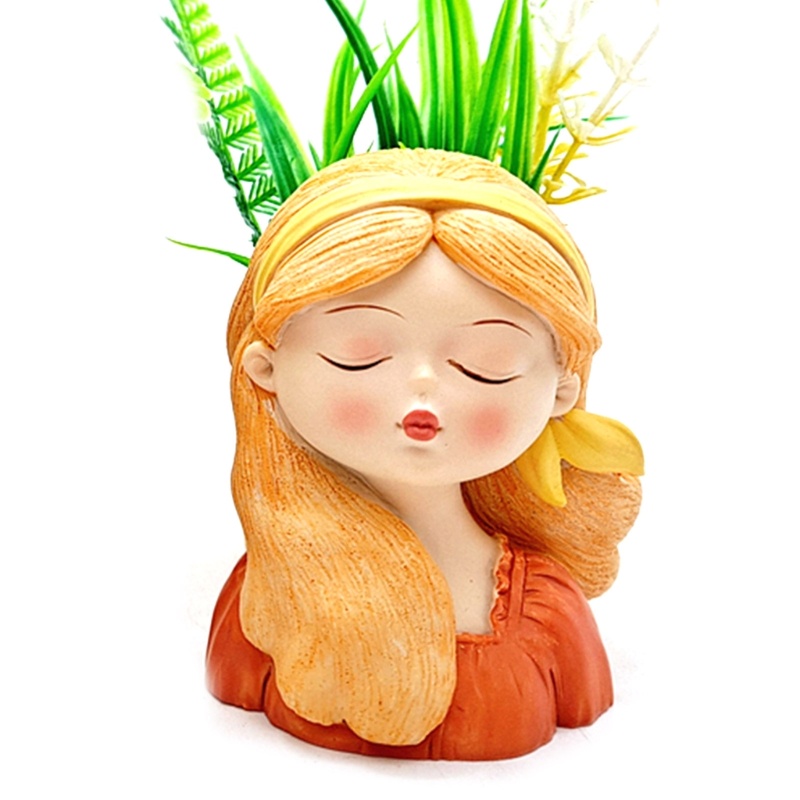 Siy Cetakan Silikon Gadis Lucu Cetakan Planter Flower Girl Cetakan Resin Pot Bunga Untuk DIY