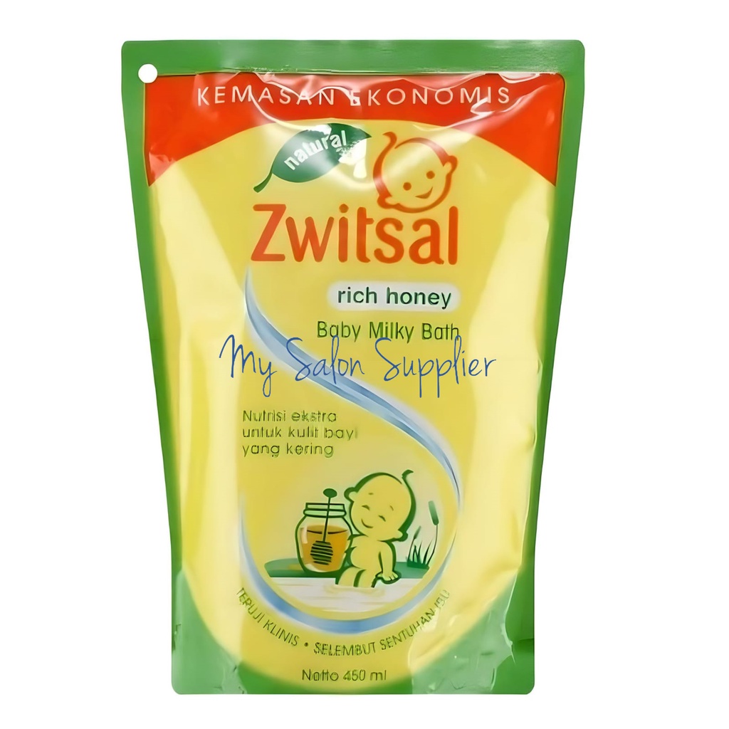 Zwitsal Natural Baby Milky Bath Rich Honey Refill 450ml