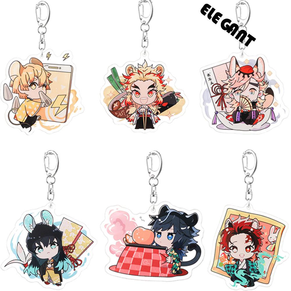 [Elegan] Gantungan Kunci Demon Slayer Tanjirou Hadiah Miniatur Kimetsu No Yaiba Inosuke Kyoujurou Giyuu Key Ring