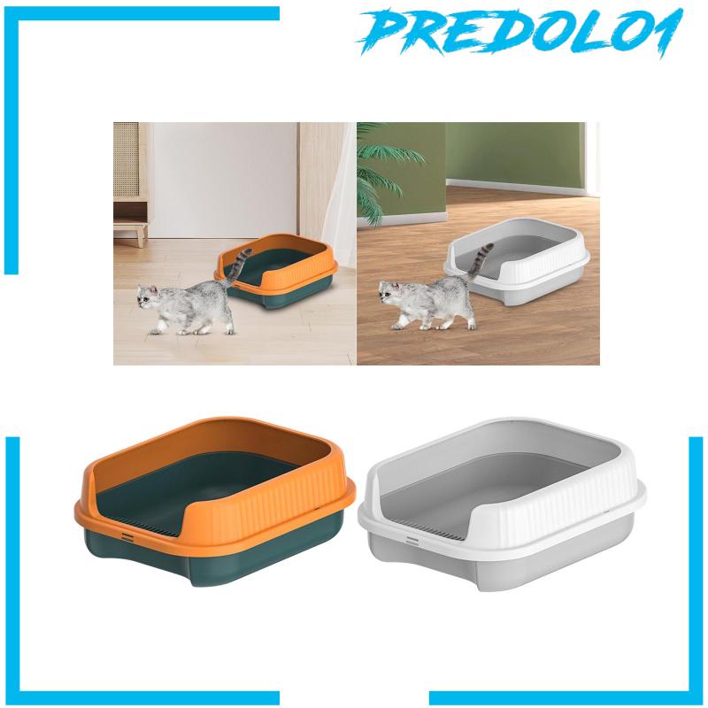 [Predolo1] Pet Litter Tray Cat Toilet Ketinggian Semi Tertutup Cat Litter Box Indoor Kucing