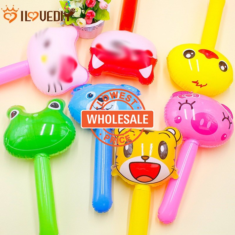 [Harga Grosir] Babyshowerhandsticktoysanimalheadtoyballoonsticksmallinflatablebellhammerballoonkidsbirthdayforestthemepestadekorasifavorsinflatabletoyairballoon