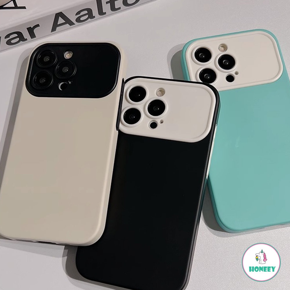 Casing Ponsel Pelindung Lensa Jendela Besar Untuk iPhone 14 Pro Max13 12 Pro Max14 13 Pro 11 XR Cover Hybrid Warna Kontras Shockproof