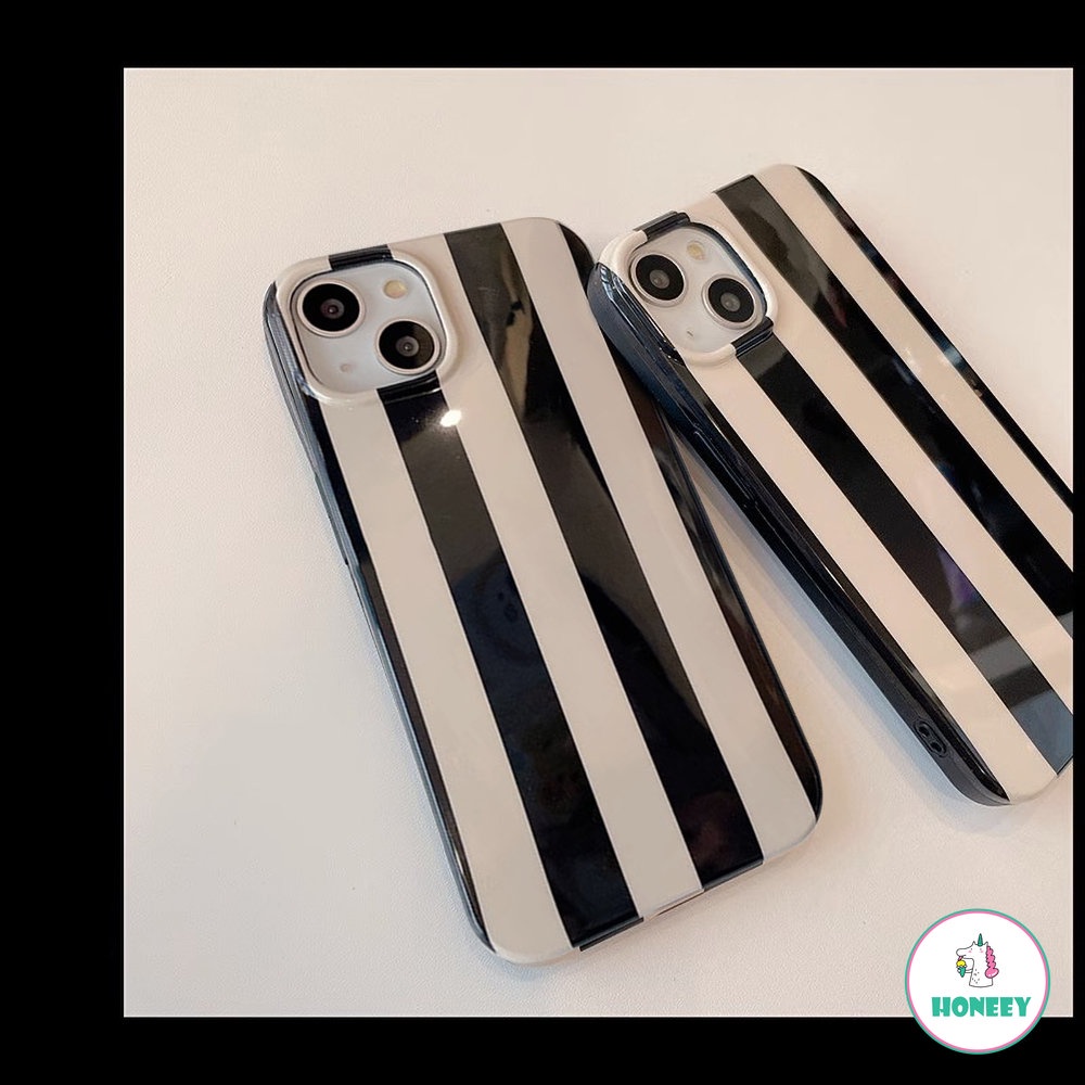 Casing Ponsel Garis Hitam Sederhana Kompatibel Untuk Apple14 Case iPhone 11 Pro Max13 14 12 Pro Max Untuk iPhone XR 87 Plus Penutup Belakang Tahan Guncangan