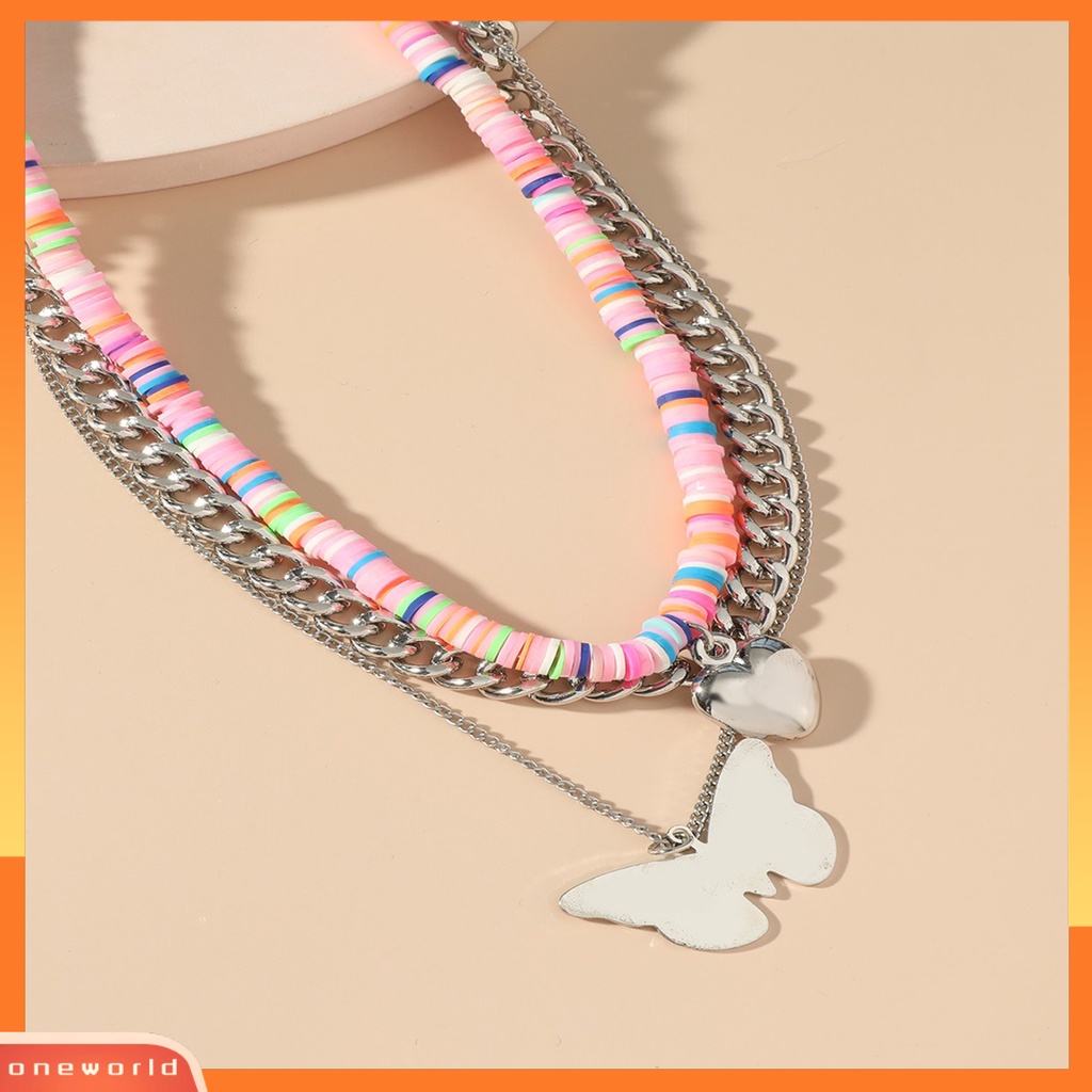 [ONE] Kalung Wanita Artistik Hias Hati Liontin Kupu-Kupu Bahan Alloy Necklace Untuk Pesta