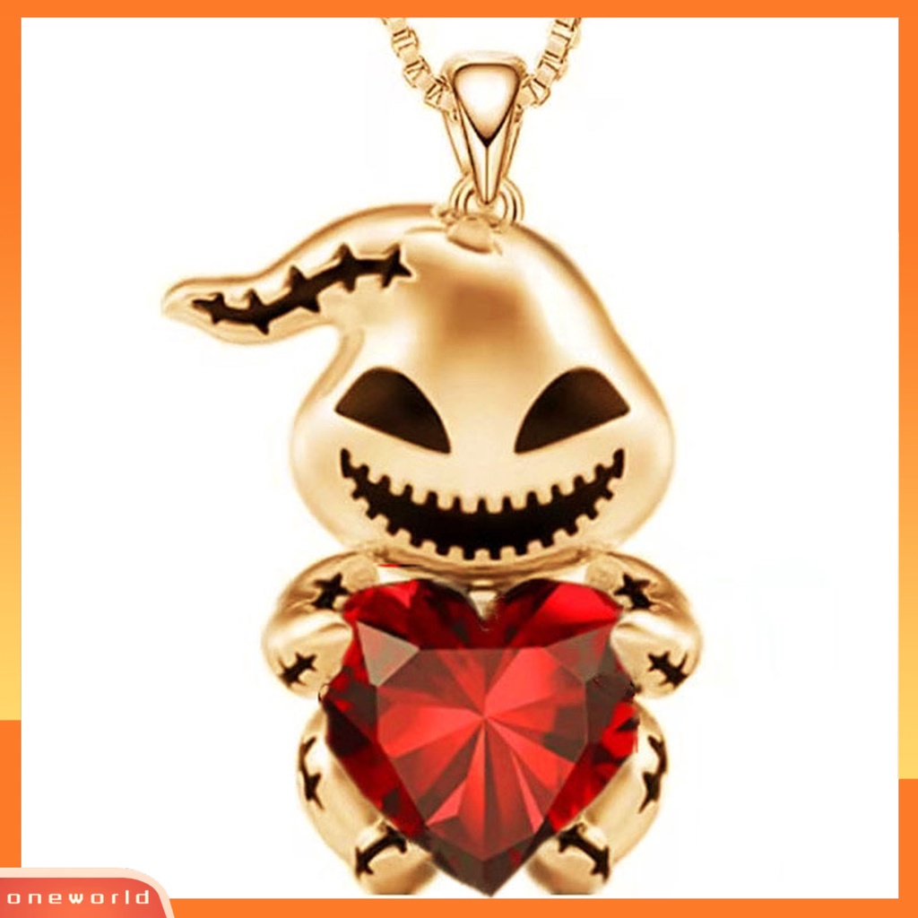 [ONE] Wanita Pria Kalung Berlian Imitasi Mengkilap Bentuk Hati Patch Dekorasi Adjustable Leher Rantai Neck Dekorasi