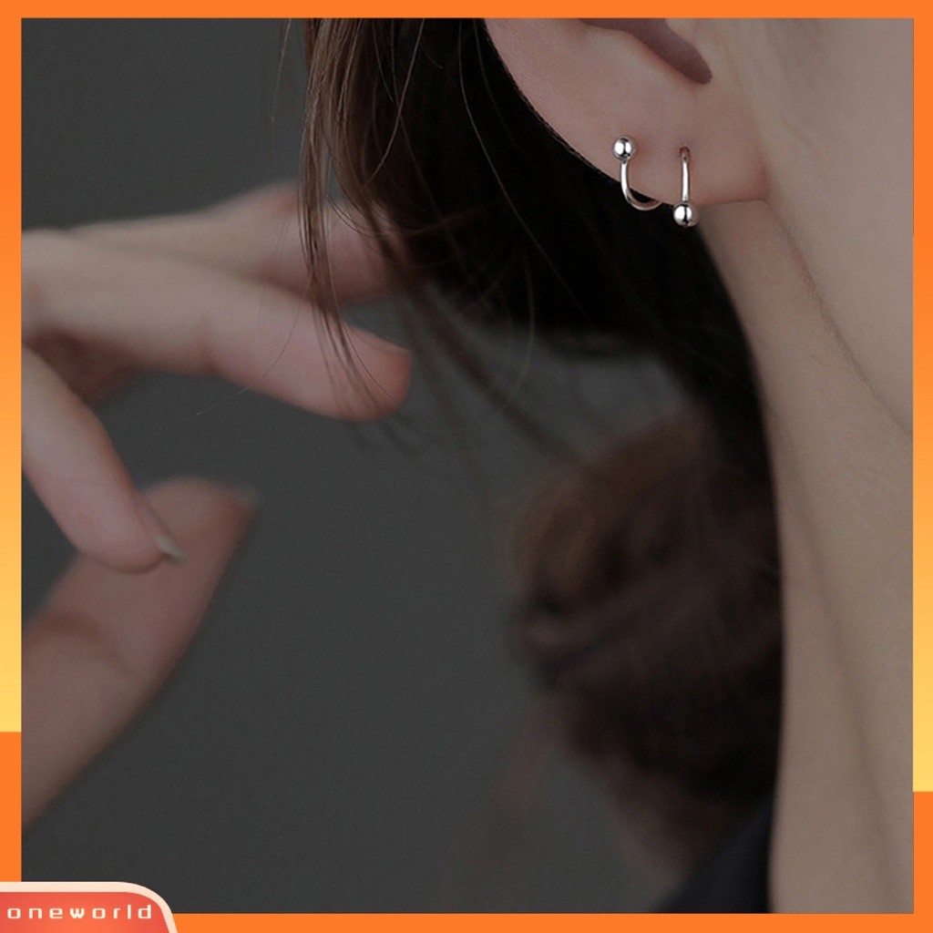 [ONE] 1pasang Ear Studs Round Beads Bintang Berujung Lima Tindik Mini Hadiah Lucu Hypoallergenic Spiral Cartilage Earrings Fashion Jewelry