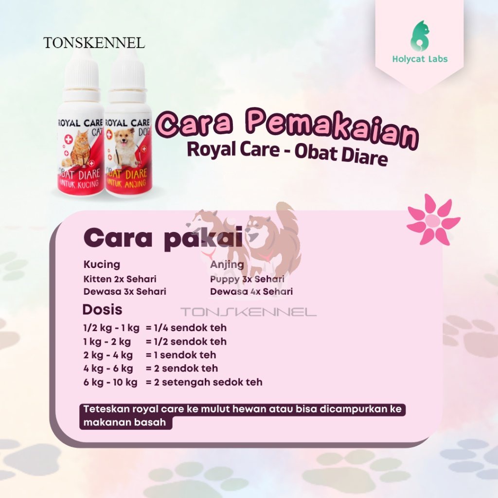 Obat Diare 30ml dan Mencret Ampuh Sembuh Murah untuk Kucing dan Anjing Royal Care Cat and Dog 30 ml