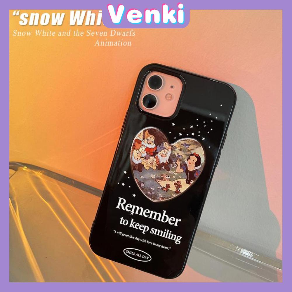 VENKI - Untuk iPhone 11 iPhone Case Hitam Glossy TPU Soft Case Shockproof Pelindung Kamera Karakter Kartun Lucu Kompatibel dengan iPhone 14 13 Pro max 12 Pro Max xr xs max 7 8Plus