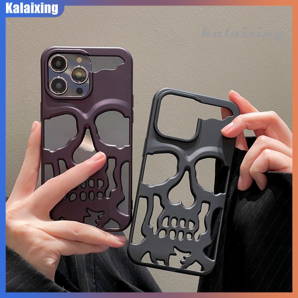 Casing Ponsel Tengkorak Hollow Electroplating Untuk iPhone 14pro Max 13Pro Max 12pro Max 11pro Max Hard Case Warna-Warni