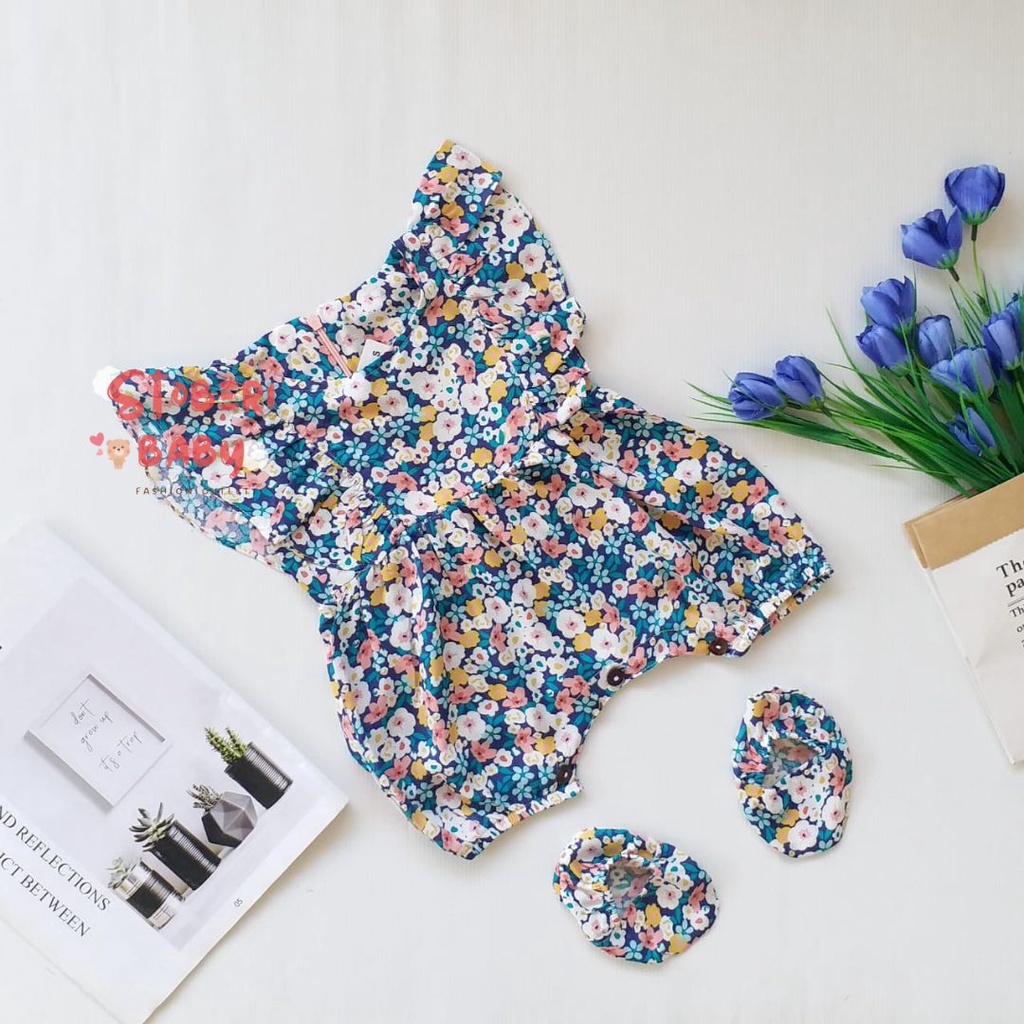 PUNCAK 3.3 stoberi baby - BBB JUMPSUIT ZEELAA setelan anak perempuan jumper bayi motif bunga lucu free sarung kaki PART 1