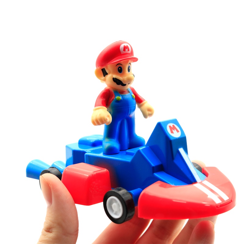 4pcs /set Film Super Mario Bros Pull-back Cars Luigi Mushroom Bowser Figurine Boneka Balap Mobil Kendaraan Mainan Untuk Anak Hadiah