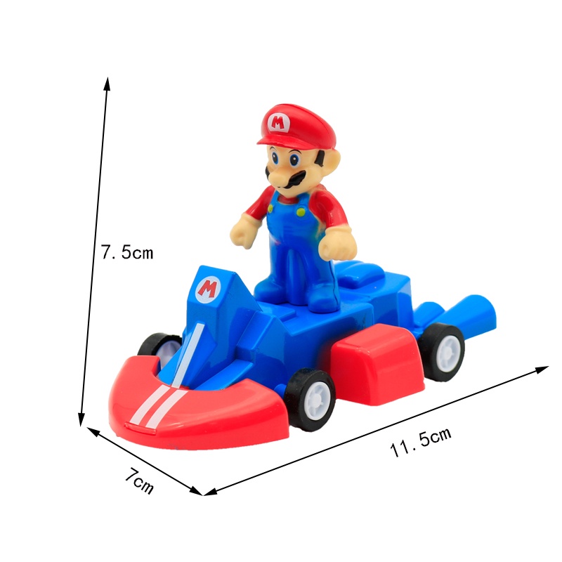 4pcs /set Film Super Mario Bros Pull-back Cars Luigi Mushroom Bowser Figurine Boneka Balap Mobil Kendaraan Mainan Untuk Anak Hadiah