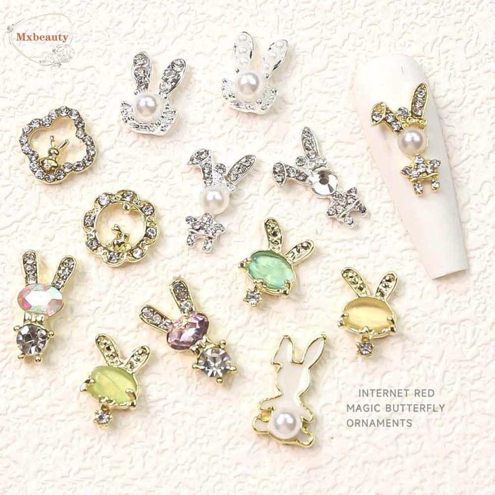 Mxbeauty Rabbits Nail Rhinestones Cute Nail Charms Alloy Rabbits Korea 3D Nail Art Drills