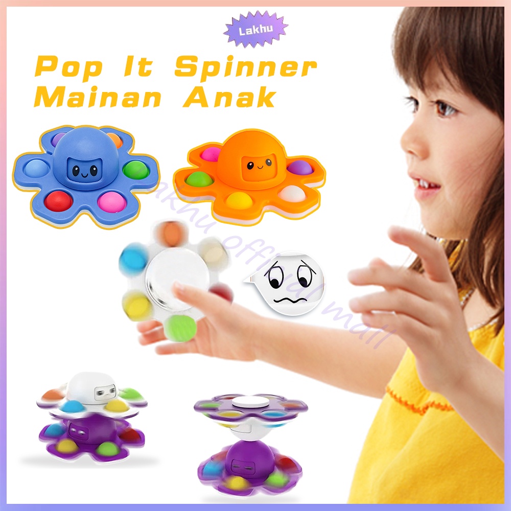 Lakhu Mainan Edukasi Anak Fidget Spinner Baby Pop It Spinner Perubahan Wajah Gurita