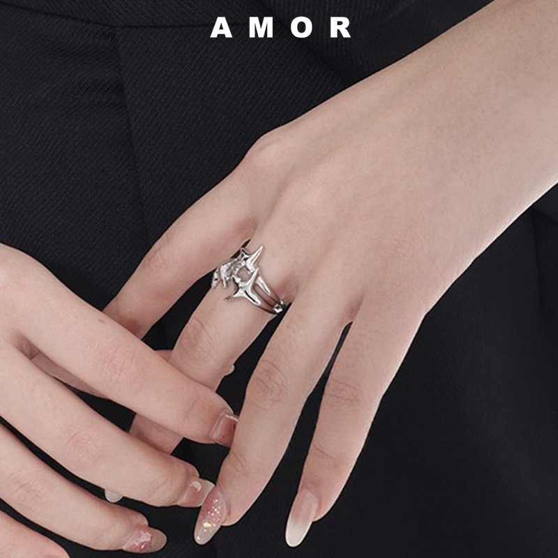 Cincin Terbuka Berlian Bintang Y2K Untuk Wanita Dengan Desain adjustable Dan fashion