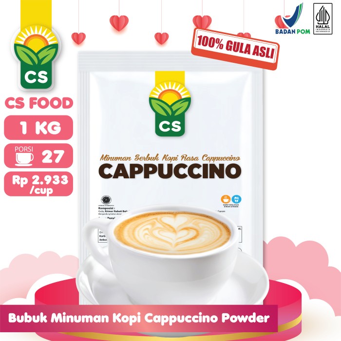 

Terjangkau~Bongkar Gudang Bubuk Minuman Kopi Cappuccino Powder 100% Gula Asli 1 kg - CS FOOD