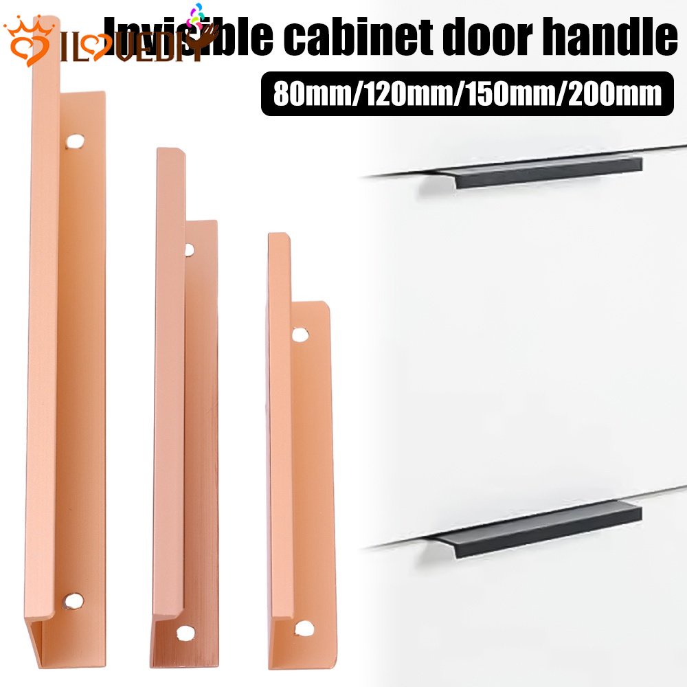 Tarikan Lemari Pakaian Anti Gores Paduan Aluminium Knob Penarik Laci Furniture Tahan Lama Aksesoris Bantu Tak Terlihat Pegangan Pintu Lemari Dengan Sekrup