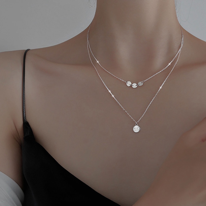 Rantai Klavikula Ganda Bentuk Bulat Sederhana Aksesoris Fashion Kalung