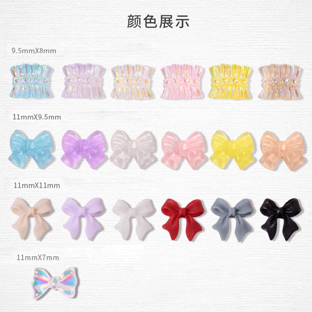 [Harga Grosir] 10 /30 /50 Pcs/Bag Kupu-Kupu Dekorasi Kuku Mini Hemline Busur Stereo Hiasan Kuku Korea Resin Nail Art DIY Manicure Aksesoris Perhiasan Bagian Bor Kuku