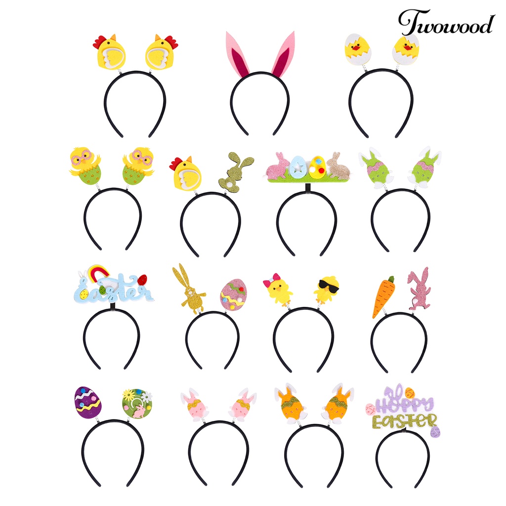 Twowood easter Headband Elastis Desain Kartun Indah Happy-easter Adorable Head Hoop Festival Props