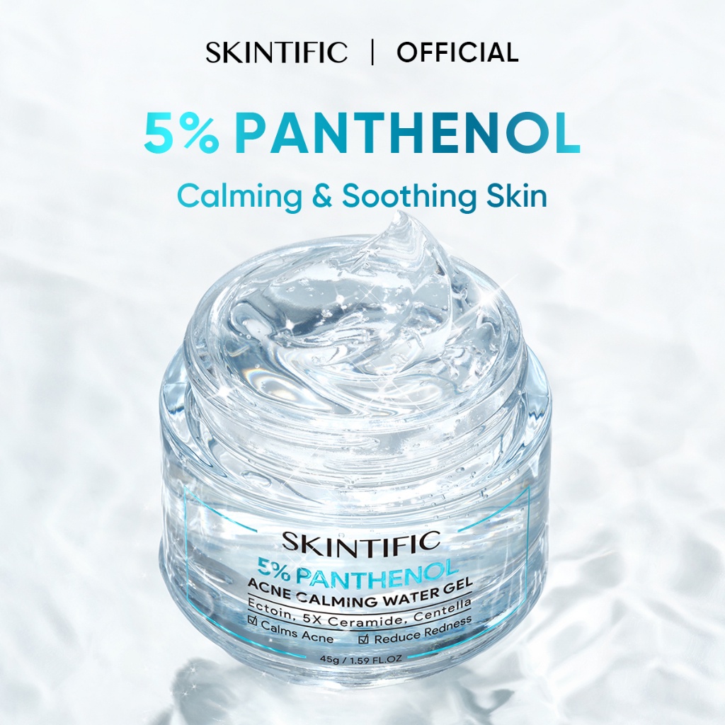 [NEW LAUNCH] SKINTIFIC 5% Panthenol Acne Calming Water Gel 45g Pelembab Wajah Cream jerawat Soothing Facial Moisturizer For Acne Skincare Crystal