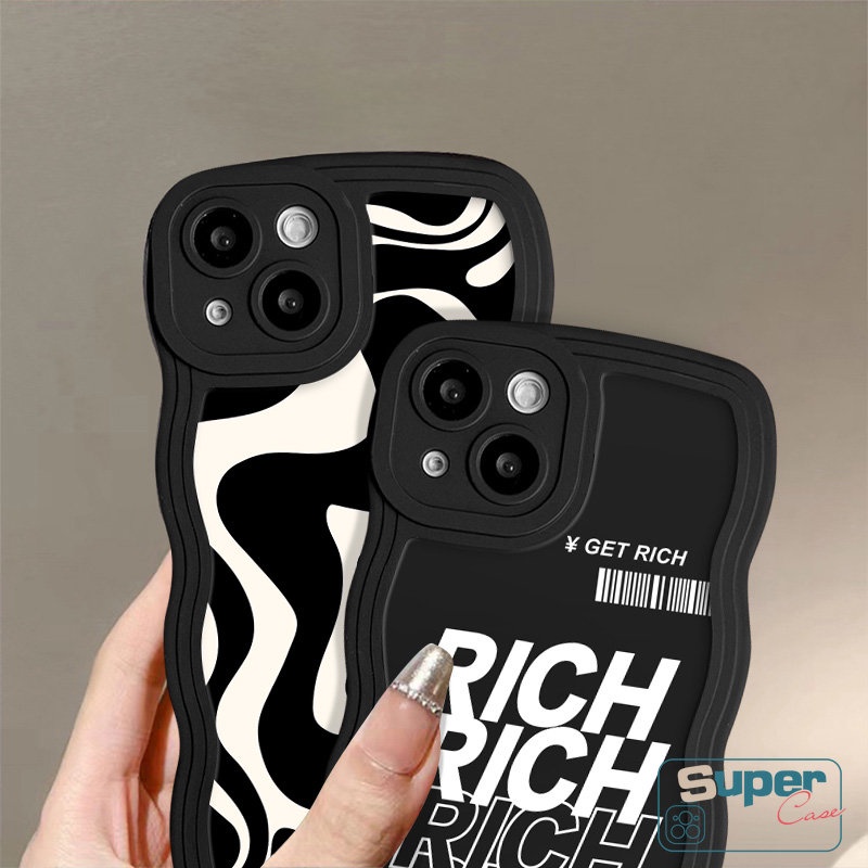 Art Casing Motif Zebra Kompatibel Untuk iPhone 7Plus XR 6s 7 8 14 6 Plus X XS Max 11 13 14 12 Pro Max SE 2020 Lembut Tpu Tepi Bergelombang Ins Surat Graffiti Sederhana Dapatkan Ponsel Kaya Casing Belakang