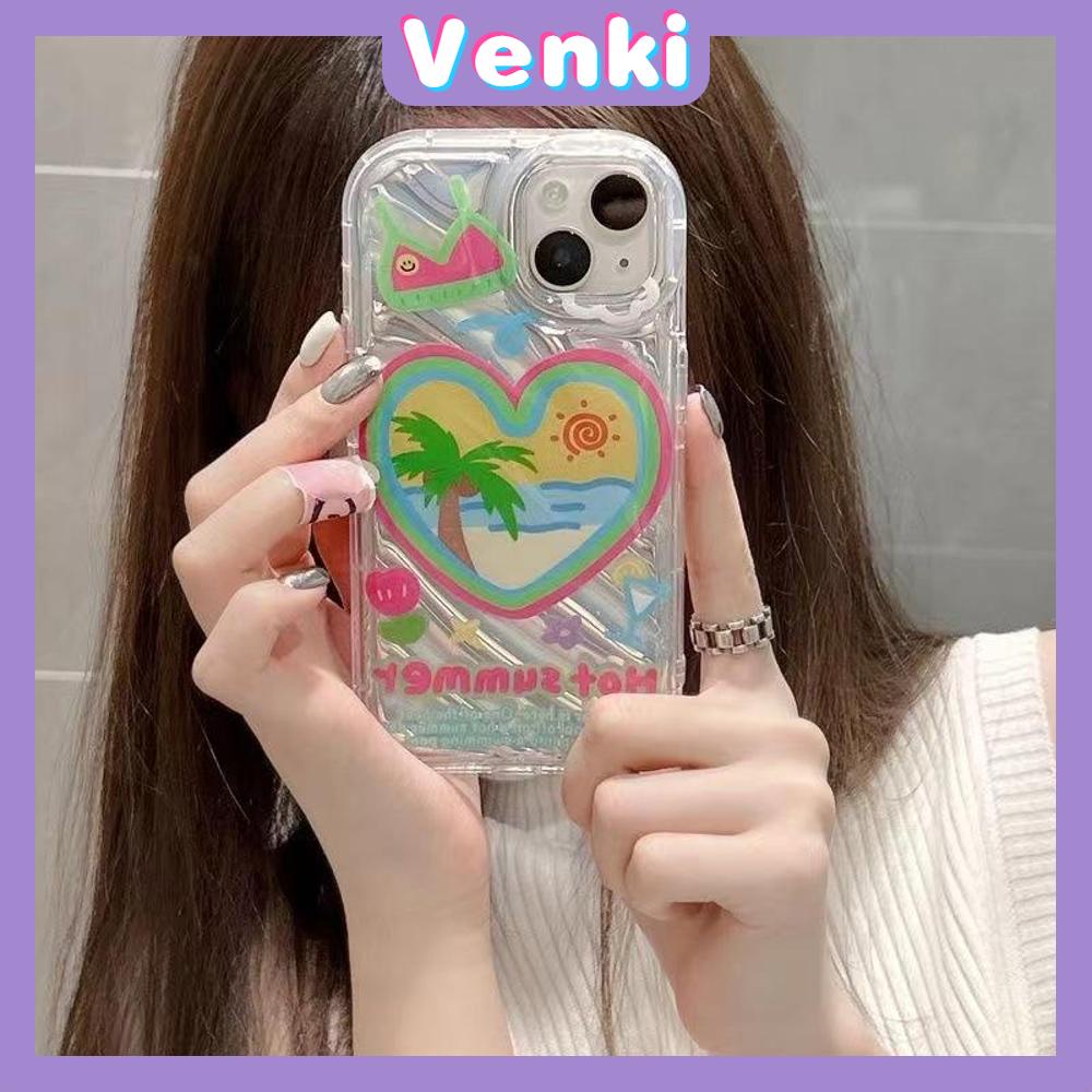 VENKI - Untuk iPhone 11 iPhone Case Laser Reflektif Bening Phone Case TPU Soft Shockproof Airbag Case Cute Summer Coco Kompatibel dengan iPhone 14 13 Pro max 12 Pro 7Plus 8Plus