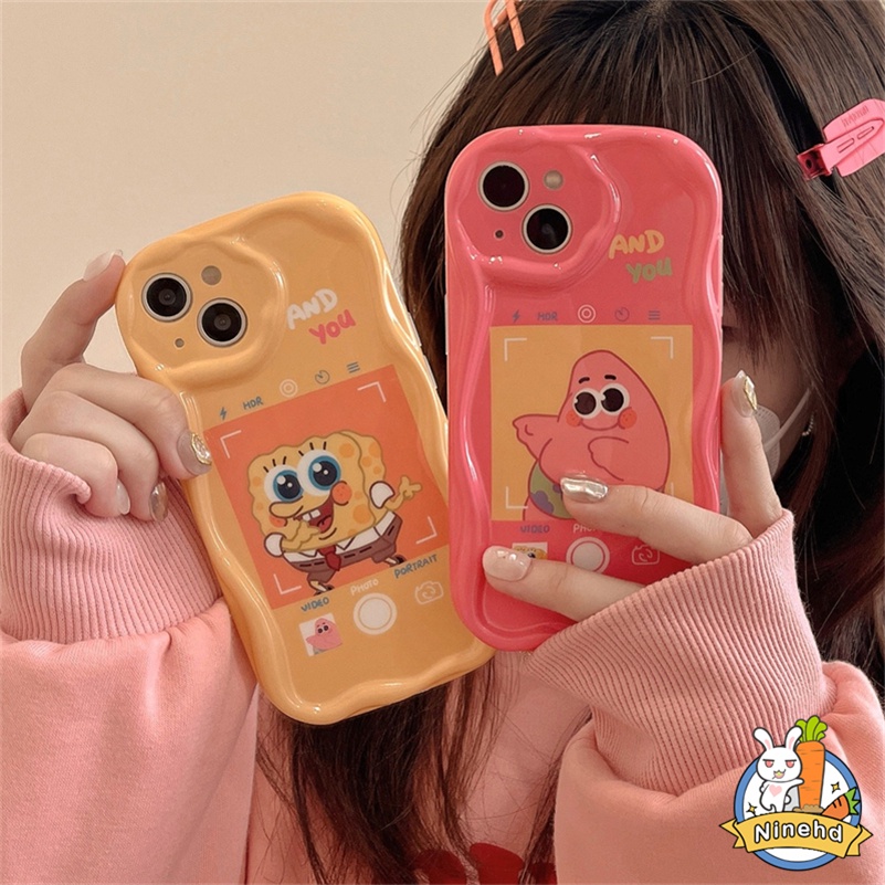 Oppo A17 A17K A57 A77 A77s A16K A16 A15 A15s A3s A5s A78 A76 A96 A74 A54 A93 A94 A95 A53 A9 A5 SpongeBob Couple Phone Case Full Kamera Perlindungan Shockproof Silicone Phone Cover