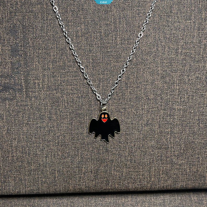 Halloween Hantu Liontin Kalung Fashion Perhiasan Wanita Leher Rantai Pakaian Cocok Aksesoris Enamel Choker [ZK]