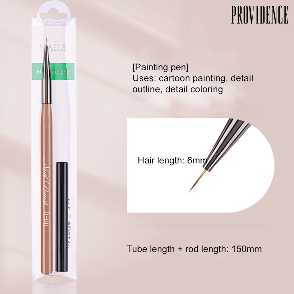 Providence Manicure Pensil Bulu Halus Ulet Tinggi Tidak Menyusut Dengan Tutup DIY Wol Nilon Grid Garis Lukisan Kuku Fototerapi Pena Kuku Salon Supply