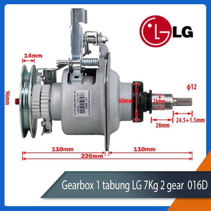 Komponen Sparepart GEARBOX girbok mesin cuci 1 Tabung LG / Sanken 2 GIGI 6-9 Kg