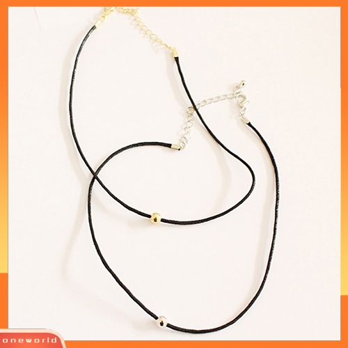 [WOD] Wanita Fashion Manik-Manik Kulit Imitasi Halus Dekorasi Rantai Choker Klavikula Kalung