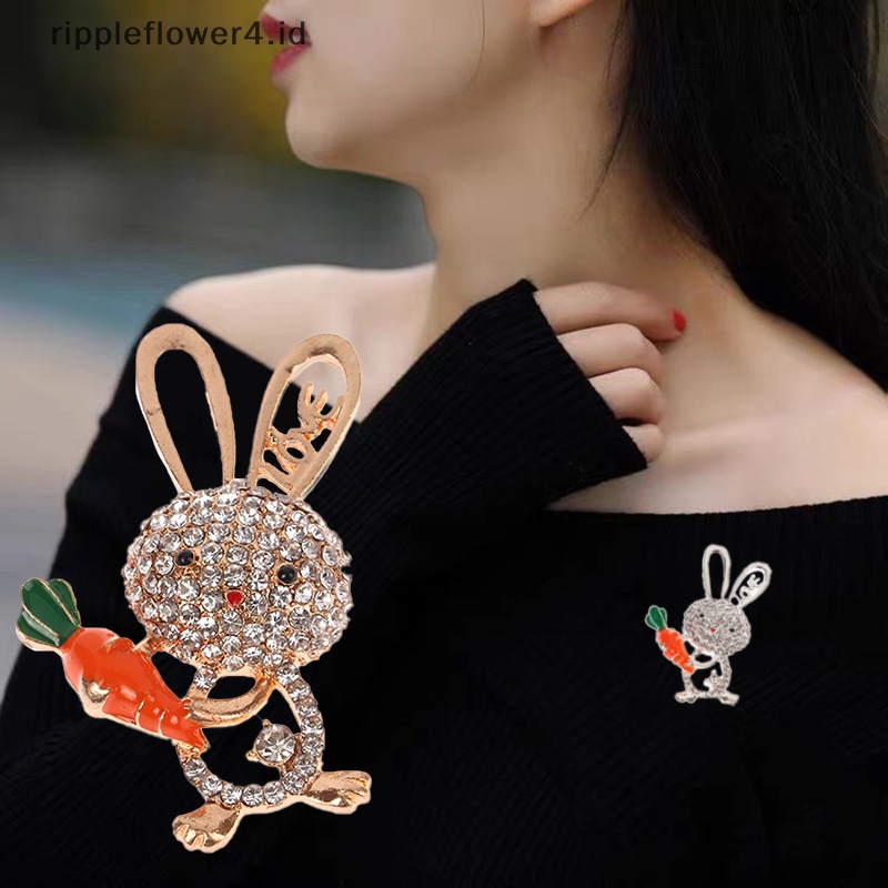 {rippleflower4.id} Bros Kelinci Lucu Untuk Wanita Kartun Hewan Bunny Lapel Pin Enamel Badge Tas Topi Dekorasi Korsase Cardigan Perhiasan Hadiah~