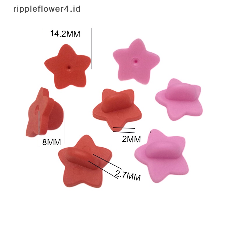 {rippleflower4.id} 50pcs Karet Bros Gesper Bintang Bros Pin Belakang Kopling Kupu-Kupu Squeeze Badge Belakang Sumbat Untuk DIY Bros Perhiasan Aksesoris~