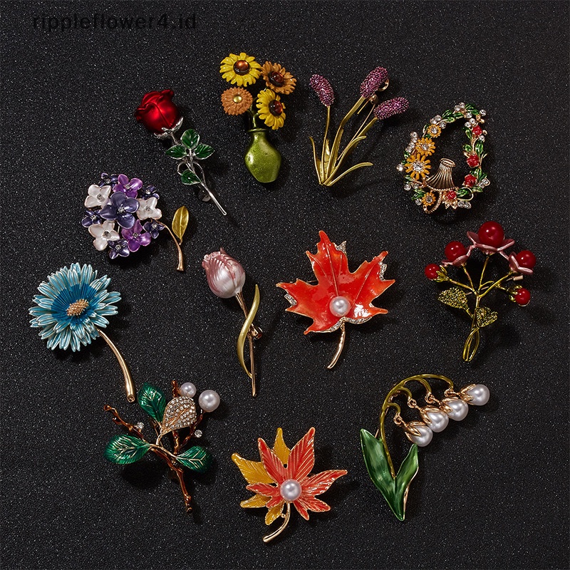 {rippleflower4.id} Enamel Bunga Mawar Bros Untuk Wanita Lady Fashion Bunga Indah Lapel Pin Pernikahan Korsase~