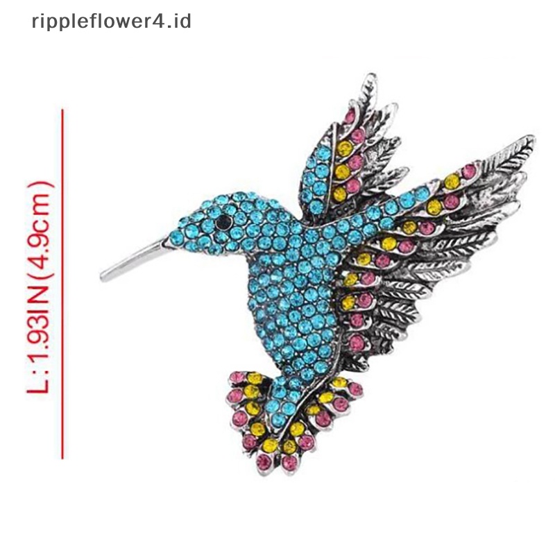 {rippleflower4.id} Bros Hummingbird Berlian Imitasi Untuk Wanita Perhiasan Gaya Burung Lucu Brooch Pin~