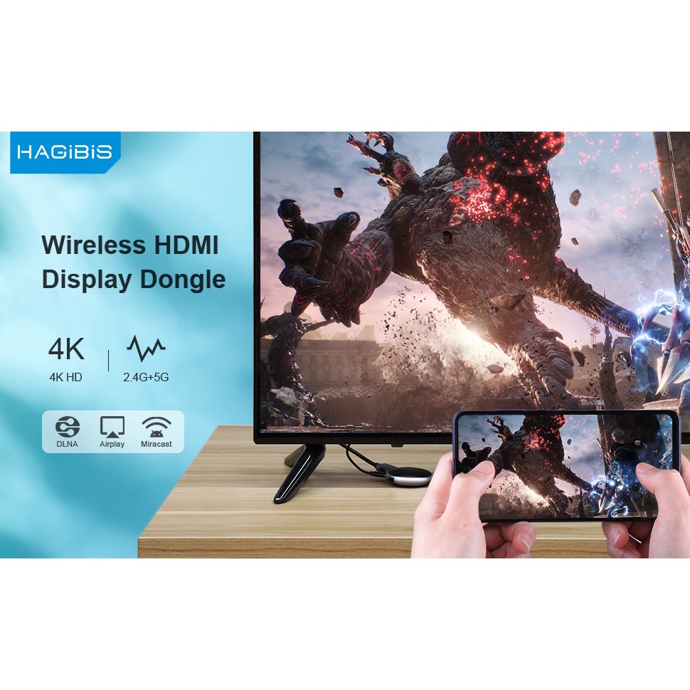 AKN88 - HAGIBIS WFD0725G - Wireless HDMI Adapter - Support 4K Display