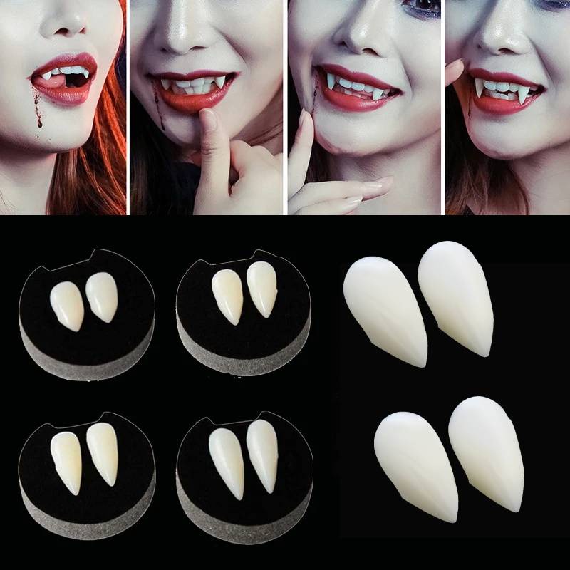 Set Gel Gigi Palsu Vampir Halloween/Alat Peraga Gigi Palsu Vampir Cosplay Halloween/1Set Gigi Palsu Zombie Lucu/Alat Peraga Makeup Gigi Dekorasi Pesta