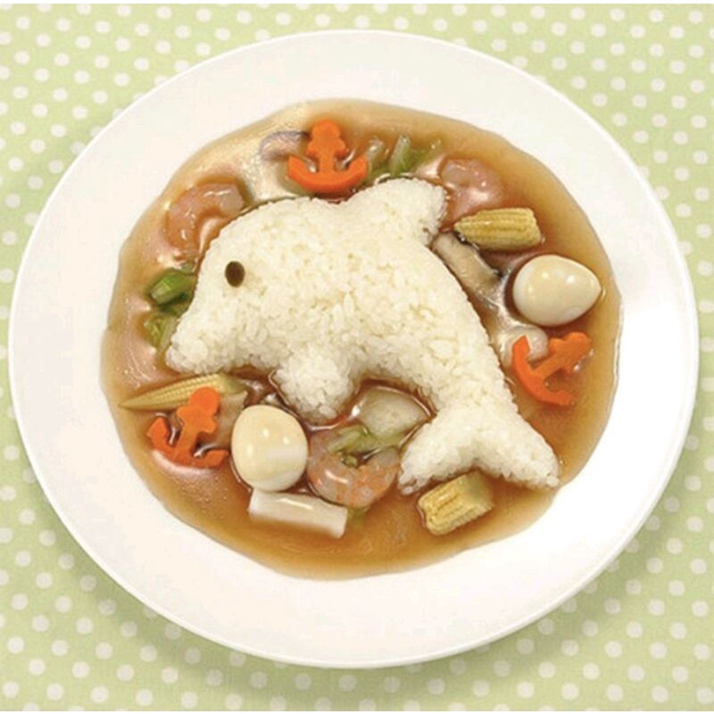 KH Cetakan Nasi Bento Set Bentuk Kartun Kelinci Lumba-Lumba Set isi 4pcs