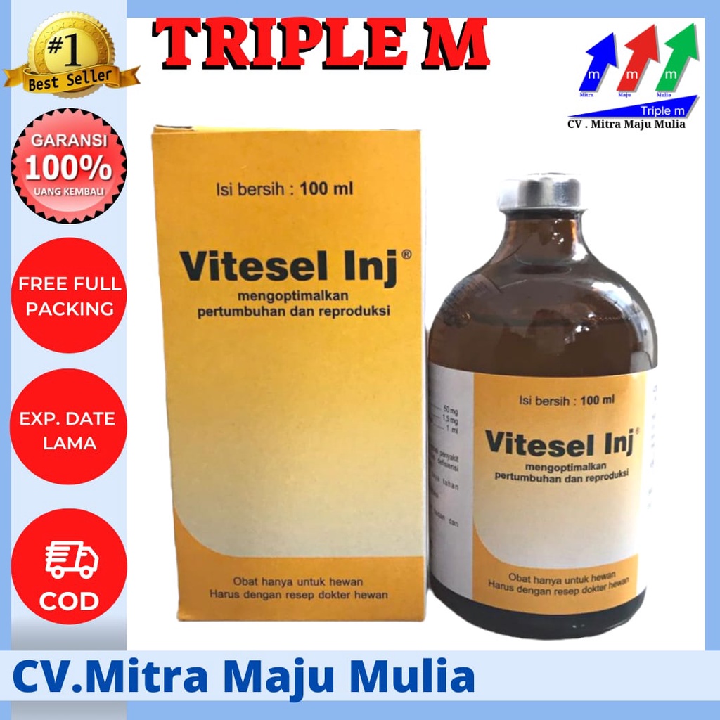 VITESEL 100 ml - Vitamin E Selenium Untuk Reproduksi Kekebalan Hewan